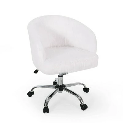 Syosset Modern Glam Swivel Office Chair White/Silver - Christopher Knight Home 4 Syosset Modern Glam Swivel Office Chair White/Silver - Christopher Knight Home - Image 2