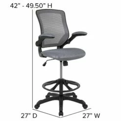 Flash Furniture Mid-Back Mesh Ergonomic Drafting Chair with Adjustable Foot Ring and Flip-Up Arms -Office Chairs Sales Shop unnamed file 6511
