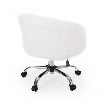 Syosset Modern Glam Swivel Office Chair White/Silver - Christopher Knight Home 5 Syosset Modern Glam Swivel Office Chair White/Silver - Christopher Knight Home - Image 3
