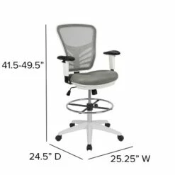 Flash Furniture Mid-Back Mesh Ergonomic Drafting Chair with Adjustable Chrome Foot Ring, Adjustable Arms -Office Chairs Sales Shop unnamed file 6526