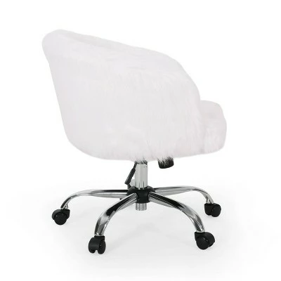 Syosset Modern Glam Swivel Office Chair White/Silver - Christopher Knight Home 6 Syosset Modern Glam Swivel Office Chair White/Silver - Christopher Knight Home - Image 4