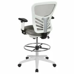 Flash Furniture Mid-Back Mesh Ergonomic Drafting Chair with Adjustable Chrome Foot Ring, Adjustable Arms -Office Chairs Sales Shop unnamed file 6531