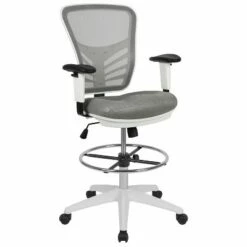 Flash Furniture Mid-Back Mesh Ergonomic Drafting Chair with Adjustable Chrome Foot Ring, Adjustable Arms -Office Chairs Sales Shop unnamed file 6533