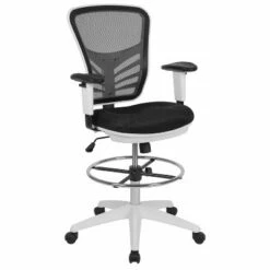 Flash Furniture Mid-Back Mesh Ergonomic Drafting Chair with Adjustable Chrome Foot Ring, Adjustable Arms -Office Chairs Sales Shop unnamed file 6534