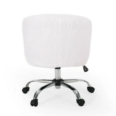 Syosset Modern Glam Swivel Office Chair White/Silver - Christopher Knight Home 8 Syosset Modern Glam Swivel Office Chair White/Silver - Christopher Knight Home - Image 6