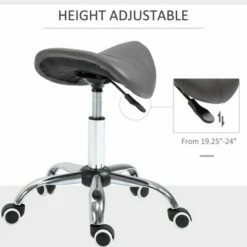 HomCom Ergonomic Rolling Saddle Stool PU Leather Hydraulic Spa Stool Height Adjustable Swivel Drafting Medical Salon Chair -Office Chairs Sales Shop unnamed file 6656