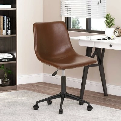 Jarvi Contemporary Upholstered Swivel Office Chair with Rolling Casters - Christopher Knight Home Dark Brown/matte 3 Jarvi Contemporary Upholstered Swivel Office Chair with Rolling Casters - Christopher Knight Home Dark Brown/matte