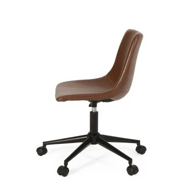 Jarvi Contemporary Upholstered Swivel Office Chair with Rolling Casters - Christopher Knight Home Dark Brown/matte 6 Jarvi Contemporary Upholstered Swivel Office Chair with Rolling Casters - Christopher Knight Home Dark Brown/matte - Image 4