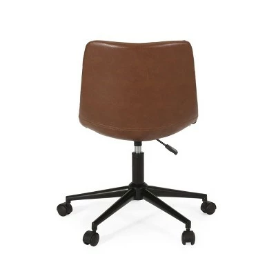 Jarvi Contemporary Upholstered Swivel Office Chair with Rolling Casters - Christopher Knight Home Dark Brown/matte 9 Jarvi Contemporary Upholstered Swivel Office Chair with Rolling Casters - Christopher Knight Home Dark Brown/matte - Image 7