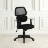 Flash Furniture Mid-Back Black Mesh Swivel Task Office Chair with Flexible Dual Lumbar Support and Arms