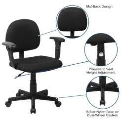 Flash Furniture Mid-Back Black Fabric Swivel Task Office Chair with Adjustable Arms -Office Chairs Sales Shop unnamed file 6808