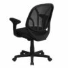 Flash Furniture Y-GO Office Chair™ Mid-Back Black Mesh Swivel Task Office Chair with Arms