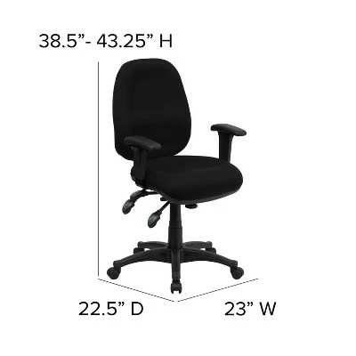 Flash Furniture Mid-Back Black Fabric Multifunction Executive Swivel Ergonomic Office Chair with Adjustable Arms 5 Flash Furniture Mid-Back Black Fabric Multifunction Executive Swivel Ergonomic Office Chair with Adjustable Arms - Image 3