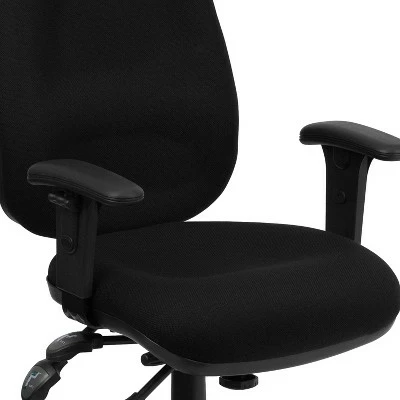 Flash Furniture Mid-Back Black Fabric Multifunction Executive Swivel Ergonomic Office Chair with Adjustable Arms 6 Flash Furniture Mid-Back Black Fabric Multifunction Executive Swivel Ergonomic Office Chair with Adjustable Arms - Image 4