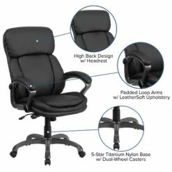 Flash Furniture High Back Black LeatherSoft Executive Swivel Ergonomic Office Chair with Lumbar Support Knob with Arms -Office Chairs Sales Shop unnamed file 6857