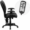 Mid-Back Ergonomic Massaging Black LeatherSoft Executive Swivel Office Chair with Arms Black Leather - Flash Furniture