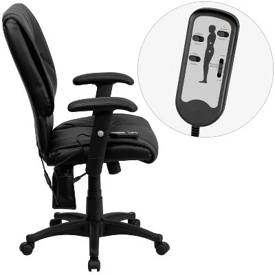 Mid-Back Ergonomic Massaging Black LeatherSoft Executive Swivel Office Chair with Arms Black Leather - Flash Furniture 3 Mid-Back Ergonomic Massaging Black LeatherSoft Executive Swivel Office Chair with Arms Black Leather - Flash Furniture