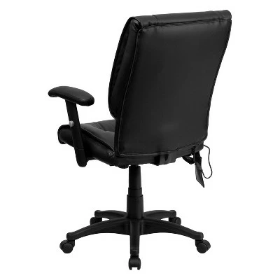 Mid-Back Ergonomic Massaging Black LeatherSoft Executive Swivel Office Chair with Arms Black Leather - Flash Furniture 4 Mid-Back Ergonomic Massaging Black LeatherSoft Executive Swivel Office Chair with Arms Black Leather - Flash Furniture - Image 2