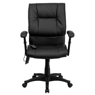 Mid-Back Ergonomic Massaging Black LeatherSoft Executive Swivel Office Chair with Arms Black Leather - Flash Furniture 5 Mid-Back Ergonomic Massaging Black LeatherSoft Executive Swivel Office Chair with Arms Black Leather - Flash Furniture - Image 3