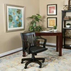 Deluxe Wood Banker's Chair Padded Seat with Base - OSP Home Furnishings Black -Office Chairs Sales Shop unnamed file 6924