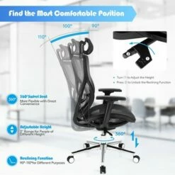 Costway Ergonomic Office Chair High-Back Mesh Chair w/Adjustable Lumbar Support -Office Chairs Sales Shop unnamed file 698