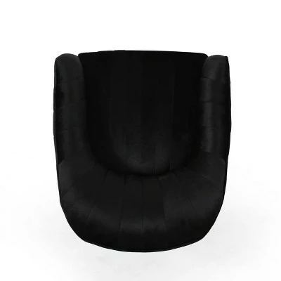 Channeled Glam Velvet Home Office Chair with Swivel Base - Christopher Knight Home Navy Blue/silver Finish 7 Channeled Glam Velvet Home Office Chair with Swivel Base - Christopher Knight Home Navy Blue/silver Finish - Image 5