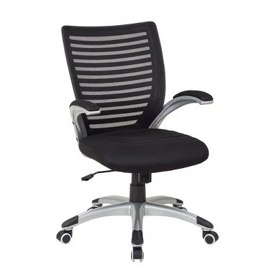 Mesh Seat and Screen Back Managers Chair with Padded Silver Arms Base - OSP Home Furnishings Black 5 Mesh Seat and Screen Back Managers Chair with Padded Silver Arms Base - OSP Home Furnishings Black - Image 3