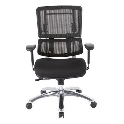 Vertical Mesh Chair with Steel Fabric Seat and Polished Aluminum - OSP Home Furnishings Black 9 Vertical Mesh Chair with Steel Fabric Seat and Polished Aluminum - OSP Home Furnishings Black - Image 7