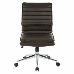 OSP Home Furnishings Armless Mid Back Manager's Faux Leather Chair with Chrome Base - OSP Designs Charcoal Black