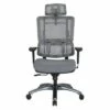 Vertical Mesh Back Chair with Titanium Base And Steel Mesh Seat with Headrest Gray - OSP Home Furnishings