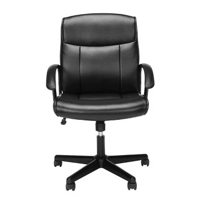 Mid-Back Bonded Leather Chair Black - OFM 3 Mid-Back Bonded Leather Chair Black - OFM