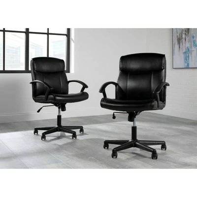 Mid-Back Bonded Leather Chair Black - OFM 9 Mid-Back Bonded Leather Chair Black - OFM - Image 7