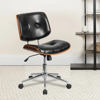 Flash Furniture Low Back Black LeatherSoft Ergonomic Wood Swivel Task Office Chair 3 Flash Furniture Low Back Black LeatherSoft Ergonomic Wood Swivel Task Office Chair