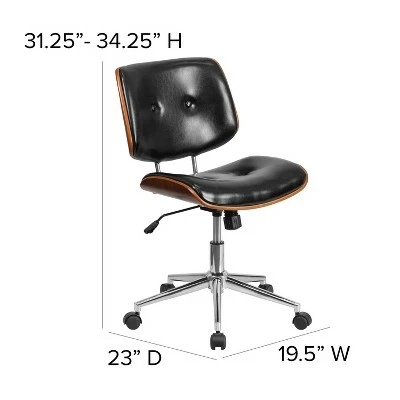 Flash Furniture Low Back Black LeatherSoft Ergonomic Wood Swivel Task Office Chair 5 Flash Furniture Low Back Black LeatherSoft Ergonomic Wood Swivel Task Office Chair - Image 3