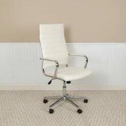 Flash Furniture High Back LeatherSoft Contemporary Ribbed Executive Swivel Office Chair