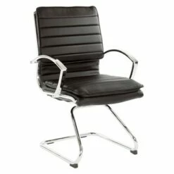 OSP Home Furnishings Guest Faux Leather Chair with Chrome Base - OSP Designs Charcoal Black -Office Chairs Sales Shop unnamed file 7622