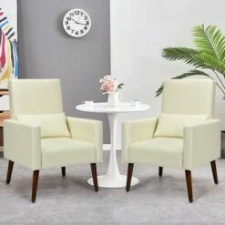 Costway Set of 2 Dual-use Upholstered Rocking Chair w/Pillow Light GreyBeigeDark Grey