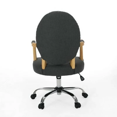 Avens Contemporary Tufted Fabric Swivel Office Lift Chair - Christopher Knight Home Dark Gray/chrome 4 Avens Contemporary Tufted Fabric Swivel Office Lift Chair - Christopher Knight Home Dark Gray/chrome - Image 2