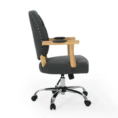 Avens Contemporary Tufted Fabric Swivel Office Lift Chair - Christopher Knight Home Dark Gray/chrome 5 Avens Contemporary Tufted Fabric Swivel Office Lift Chair - Christopher Knight Home Dark Gray/chrome - Image 3