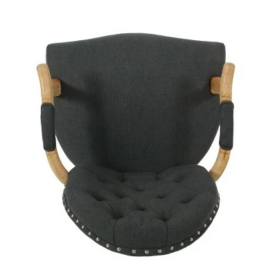 Avens Contemporary Tufted Fabric Swivel Office Lift Chair - Christopher Knight Home Dark Gray/chrome 6 Avens Contemporary Tufted Fabric Swivel Office Lift Chair - Christopher Knight Home Dark Gray/chrome - Image 4