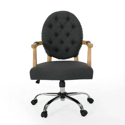 Avens Contemporary Tufted Fabric Swivel Office Lift Chair - Christopher Knight Home Dark Gray/chrome 10 Avens Contemporary Tufted Fabric Swivel Office Lift Chair - Christopher Knight Home Dark Gray/chrome - Image 8