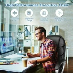 Costway Ergonomic Office Chair High Back Leather Computer Task Chair Adjustable -Office Chairs Sales Shop unnamed file 7794