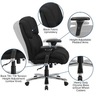 Flash Furniture HERCULES Series 24/7 Intensive Use Big & Tall 400 lb. Rated Executive Swivel Ergonomic Office Chair with Lumbar Knob and Tufted Headrest & Back 4 Flash Furniture HERCULES Series 24/7 Intensive Use Big & Tall 400 lb. Rated Executive Swivel Ergonomic Office Chair with Lumbar Knob and Tufted Headrest & Back - Image 2