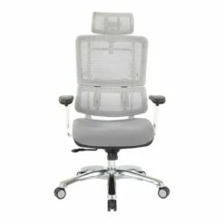 Vertical Mesh Back and Coal Fabric Seat with Polished Aluminum Base with Headrest - OSP Home Furnishings Black