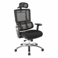 Vertical Mesh Back and Coal Fabric Seat with Polished Aluminum Base with Headrest - OSP Home Furnishings Black -Office Chairs Sales Shop unnamed file 7835