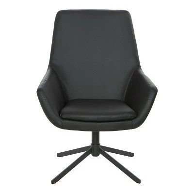 Tubby Chair with Black Base Faux Leather - OSP Home Furnishings 3 Tubby Chair with Black Base Faux Leather - OSP Home Furnishings