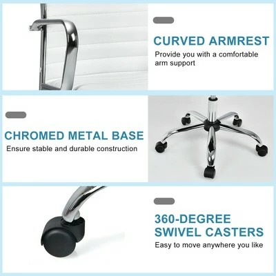 Costway Set of 2 PU Leather Office Chair High Back Conference Task Chair w/Armrests 11 Costway Set of 2 PU Leather Office Chair High Back Conference Task Chair w/Armrests - Image 9