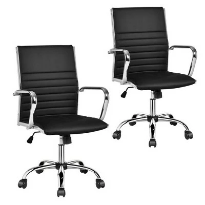 Costway Set of 2 PU Leather Office Chair High Back Conference Task Chair w/Armrests 12 Costway Set of 2 PU Leather Office Chair High Back Conference Task Chair w/Armrests - Image 10