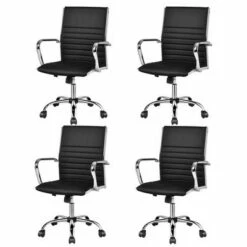 Costway Set of 4 PU Leather Office Chair High Back Conference Task Chair w/Armrests -Office Chairs Sales Shop unnamed file 7904