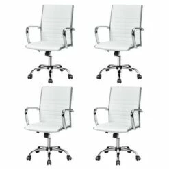 Costway Set of 4 PU Leather Office Chair High Back Conference Task Chair w/Armrests -Office Chairs Sales Shop unnamed file 7905